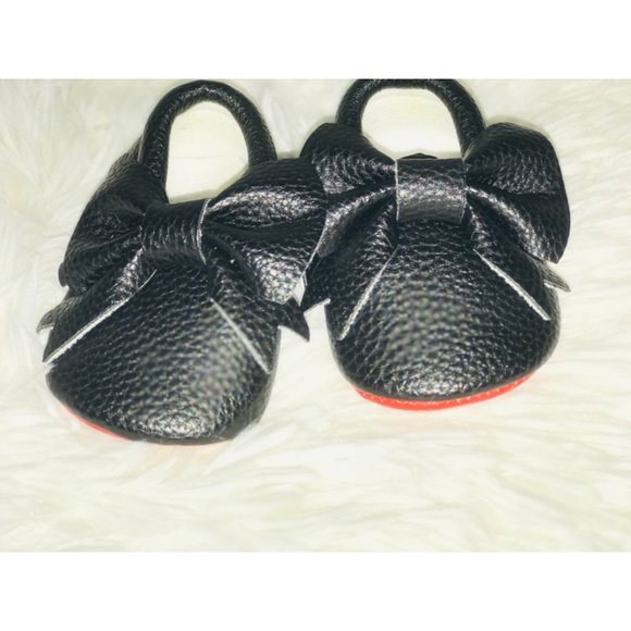New Bebila Double Bow Fringe Baby (0-3) Moccasins - Picture 3 of 10
